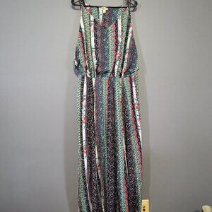 Style&co. printed split neck sleeveless maxi dress plus size 3x